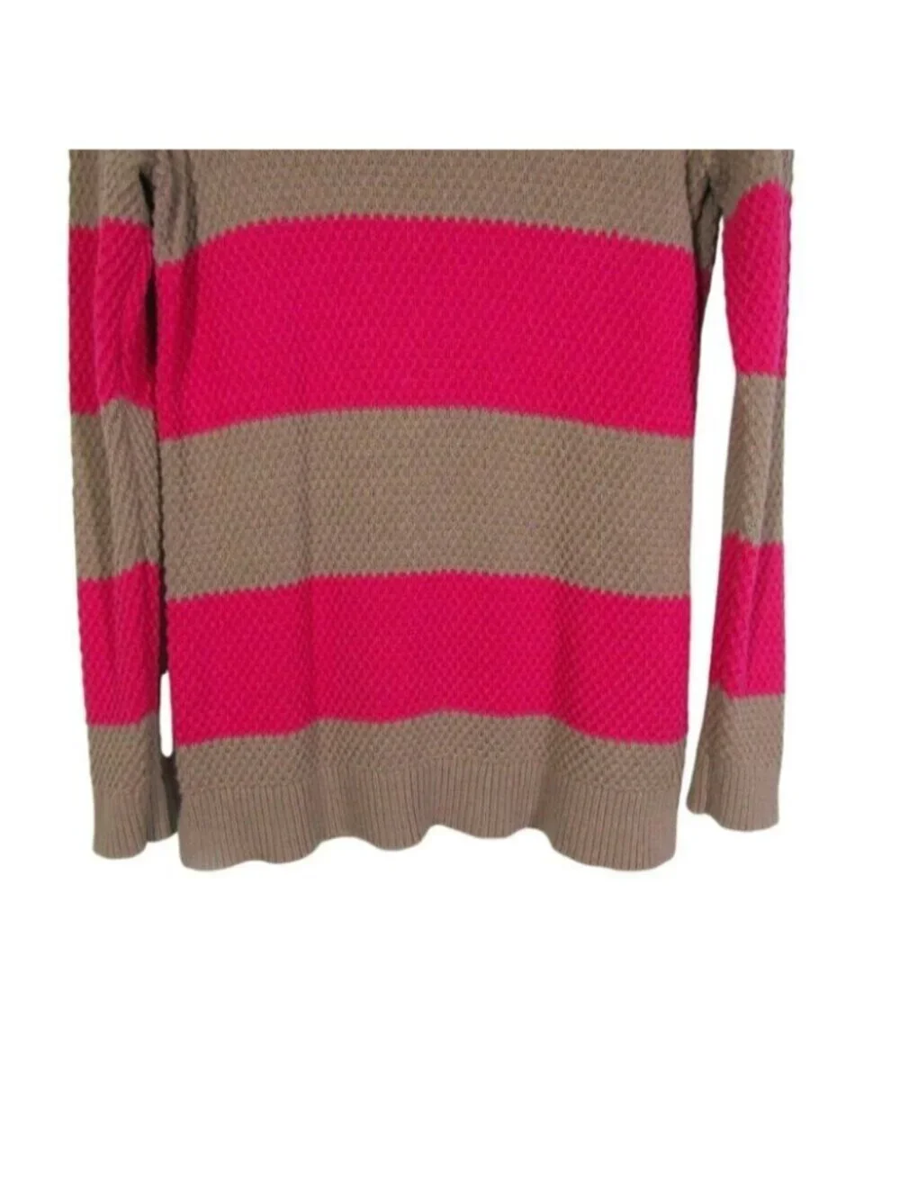 GAP Mocha Brown Pink Wide Stripe Sweater Womens Size L Cotton Blend